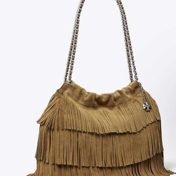 TORY BURCH Fleming Suede Fringe Hobo Bag - NEW WITH TAGS - Picture 8 of 14
